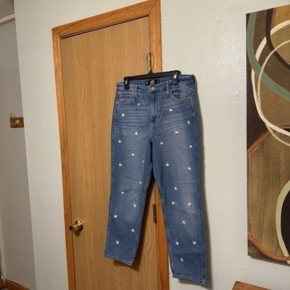 Hollister "Ultra High-Rise Mom Jean" Size 13R w/Floral Print Jeans w/26" Inseam